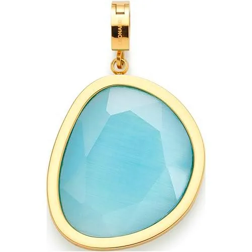 JEWELS BY LEONARDO Colgante Clip & Mix Bonny • Cadena colgante de acero inoxidable dorado • Catseye en turquesa transparente • Regalo de joyas para mujer • 024948