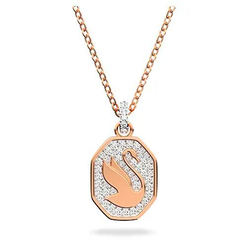 Swarovski Colgante Signum, cisne, blanco, baño en tono oro rosa de Swarovski