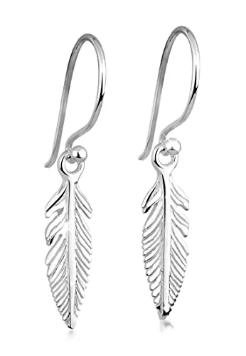 Elli Pendiente Mujer Colgador de Plumas Boho en Pl
