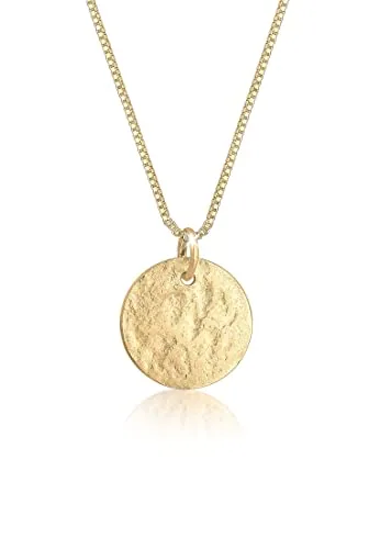 Elli Collar para mujer con plaquetas y colgante martillado en plata de ley 925