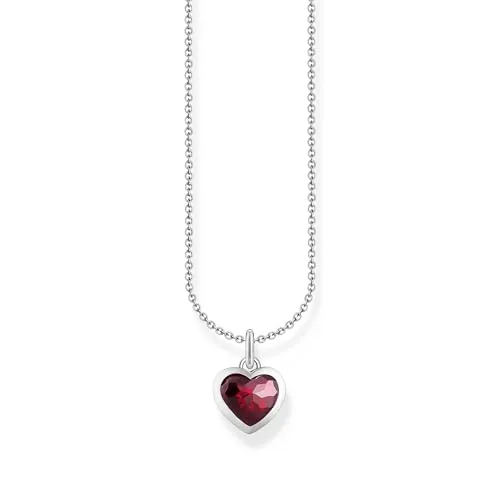 THOMAS SABO Cadena con colgante de corazón rojo oscuro de plata de ley 925 KE2268-051-10