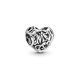 Pandora Abalorio abierto de plata de ley con diseño de corazón de Mum de 8 x 11 x 12 mm