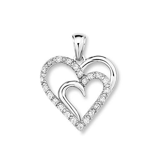 Amor Colgante para mujer, plata de ley 925, corazón de circonita