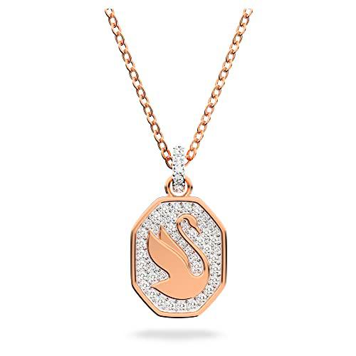 Swarovski Colgante Signum, cisne, blanco, baño en tono oro rosa