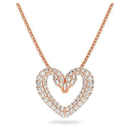 Swarovski Colgante Una, Corazón, Pequeño, blanco, baño en tono oro rosa
