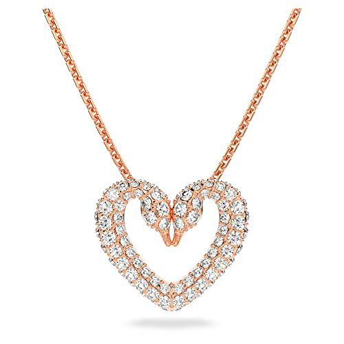 Swarovski Colgante Una, Corazón, Pequeño, blanco, baño en tono oro rosa