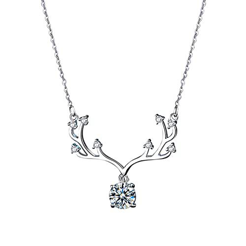Jmamba Collar con colgante de moissanita, collar de moissanita de color D de plata esterlina de 1 quilates para mujeres