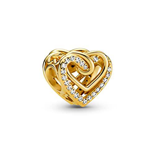 Pandora Colgante de corazón entrelazado de aleación de metal chapado en oro de 14 quilates con circonitas cúbicas, 769270C01