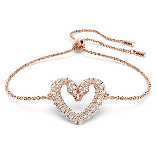 Swarovski Una Pulsera, Corazón, Pequeña, Blanca, Baño tono oro Rosa