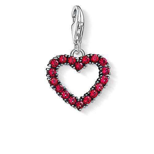 Thomas Sabo - Charm con Cierre para Mujer &quot;Corazón con piedras rosas &quot;