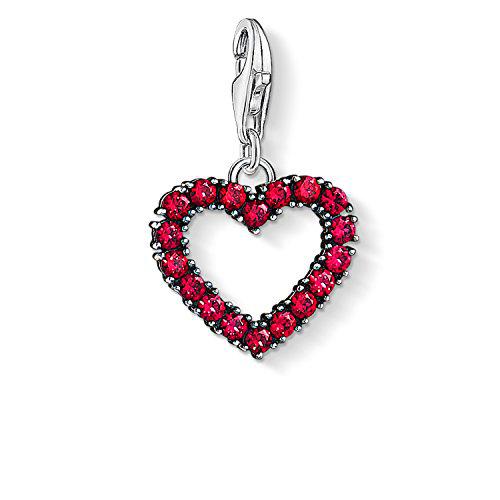 Thomas Sabo - Charm con Cierre para Mujer "Corazón con piedras rosas "