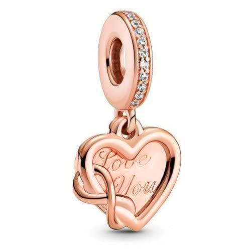 Pandora Love You 789369C01 - Colgante de corazón infinito de aleación de metal chapado en oro rosa de 14 quilates y circonita cúbica