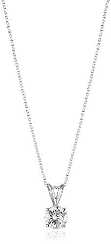 Collar con colgante de diamante de corte redondo de oro de 14 quilates (color J-K