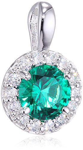 Diamonfire Royal Colors Damen-Colgante 925 Plata rodiada con circonita Corte Brillante Verde 65/1270/1/084