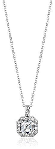 Amazon Collection Mujer plata de ley 925 platino-bañado-plata asscher-shape;round-brilliant-shape zirconia cúbica