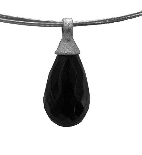 Joyas Janni Colgante Tourmaline Black Schörl Gotas 10 mm facetadas como un Colgante con 925 Silver Ojal 4 mm + Acero Inoxidable Maduro 45 cm SC-AN-TR-FAC-TU-01 Marca