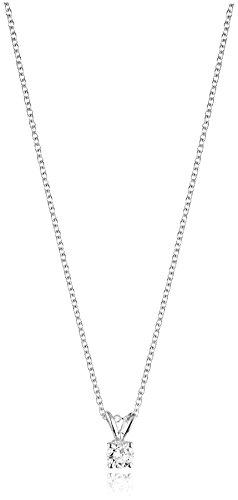 Collar con colgante de diamante de corte redondo de oro de 14 quilates (color J-K