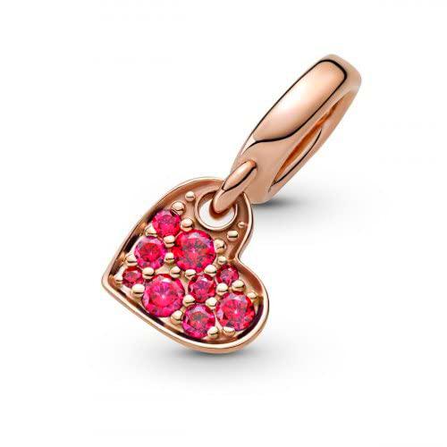 Pandora Charm Colgante Corazón Inclinado de Pavé Rojo 789404C02