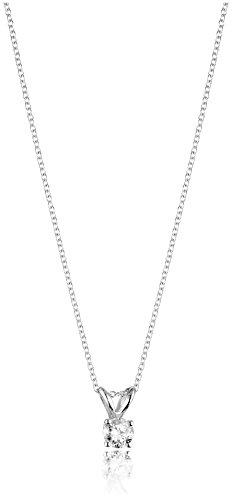 Collar con colgante de diamante de corte redondo de oro de 14 quilates (color J-K