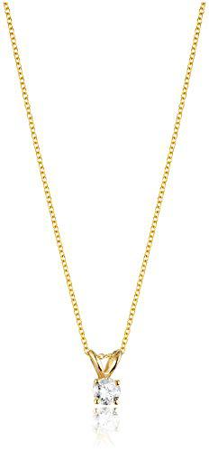 Collar con colgante de diamante de corte redondo de oro de 14 quilates (color J-K