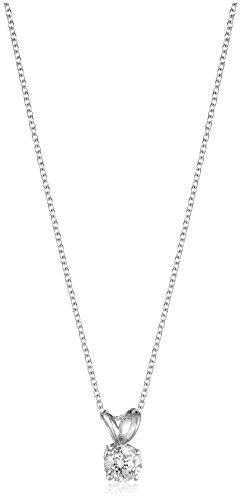 Amazon Collection Collar con colgante de diamante de corte redondo de oro de 14 quilates (color J-K