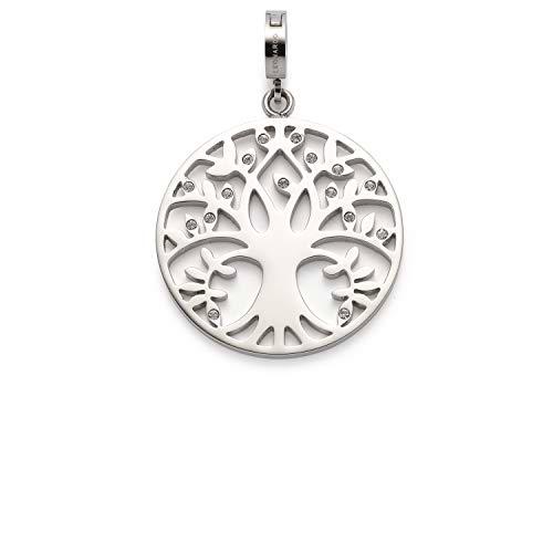 Leonardo Amita Clip&amp;Mix 018759 - Colgante de árbol de la vida con cristales de acero inoxidable en color plata