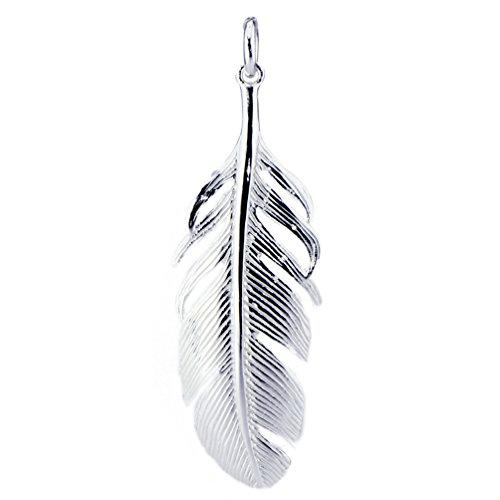 DUR Colgante para mujer de pluma de plata de ley en color plata