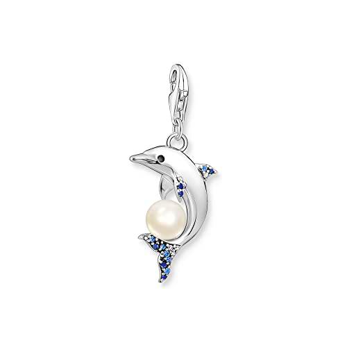 Thomas Sabo 1889-664-7 - Colgante de delfín con perla y circonitas en plata de ley en color plateado y azul