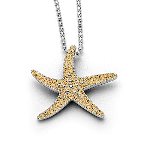 DUR Colgante de estrella de mar de arena de plata de ley en color plata y arena