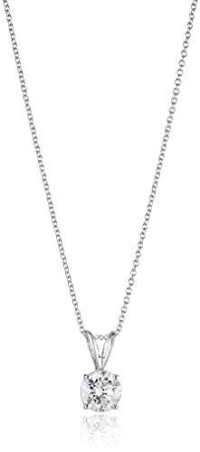 Amazon Collection Collar con colgante de diamante de corte redondo de oro de 14 quilates (color J-K