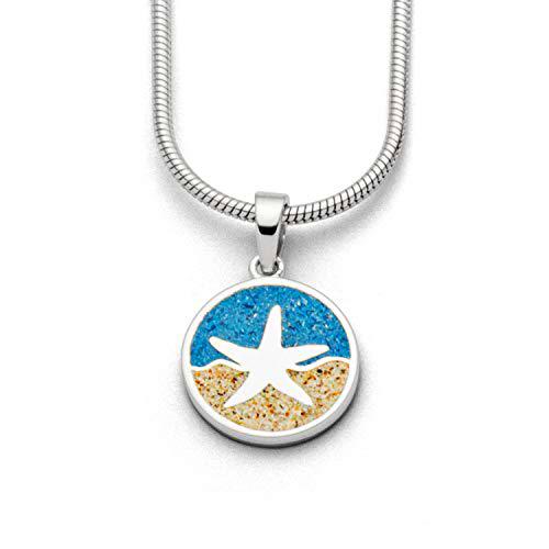 DUR Colgante de estrella de mar para mujer de plata de ley en color plateado y turquesa