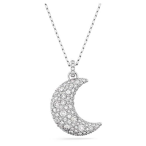 Swarovski Colgante luna, color blanco, chapado en rodio