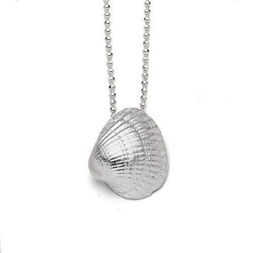 DUR Colgante para mujer pequeño concha de plata de ley en color plata