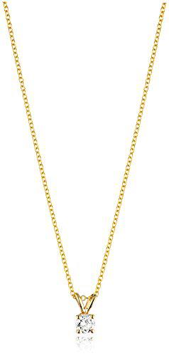 Amazon Collection Collar con colgante de diamante de corte redondo de oro de 14 quilates (color J-K