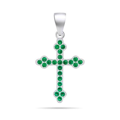 Brilio Colgante Silver Pendant with Green zircons Cross PT84WG sBS2965 Marca