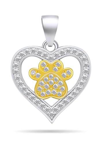 Brilio Colgante Beautiful Bicolor Pendant with zircons Heart with Paw PT107WY sBS2312 Marca