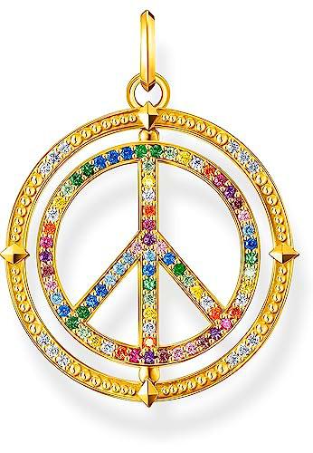 Thomas Sabo Collar con colgante Peace para mujer, con varias circonitas de colores