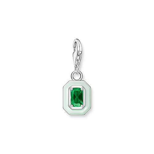 THOMAS SABO 1917-496-6 - Colgante de plata de ley 925 de alta calidad en color verde pastel y piedra verde oscuro en corte octágono