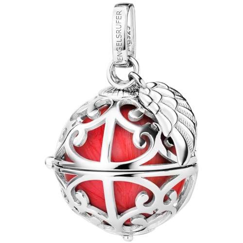 Engelsrufer Collar con colgante de alas de plata de ley con bola de sonido intercambiable M en color rojo