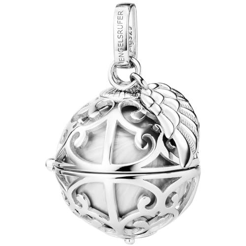Engelsrufer Colgante para mujer con alas de plata de ley con bola de sonido intercambiable S en color blanco nacarado
