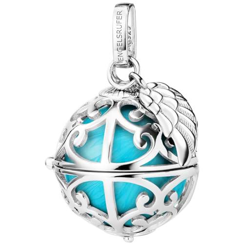 Engelsrufer Collar con colgante de alas de plata de ley con bola de sonido intercambiable M de color turquesa para mujer