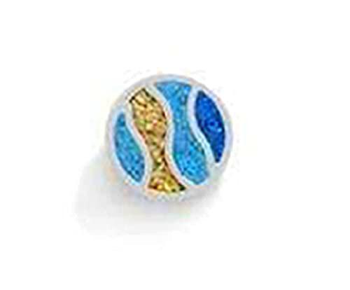 DUR Elemento de arena y piedra ola azul de plata de ley en color plateado y turquesa