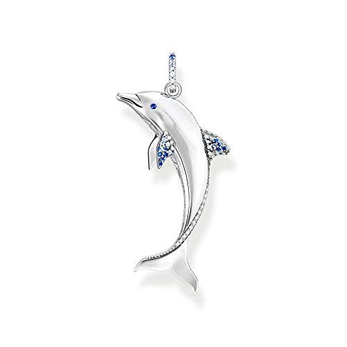 THOMAS SABO Collar con colgante de delfín con varias circonitas ennegrecidas