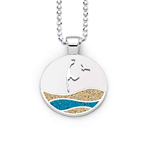 DUR Colgante para mujer de reflujo y reflujo de plata de ley en color plata