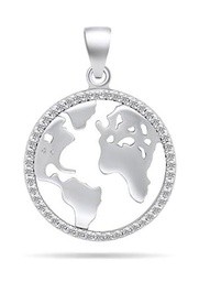 Brilio Colgante Original Silver Pendant with Clear zircons Map of The World PT96W sBS2301 Marca