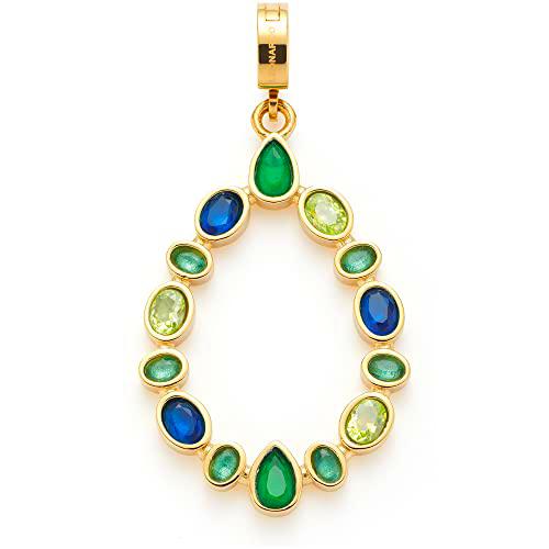 Leonardo Jewels Clip&amp;Mix 022884 Celeste - Colgante de acero inoxidable con forma de gota de cristal y cristales dorados verdes y azules