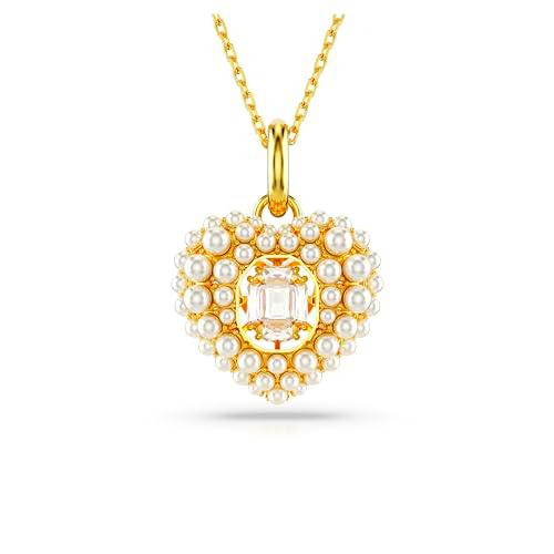 Swarovski Colgante Hyperbola, Corazón, Blanco, Baño tono oro