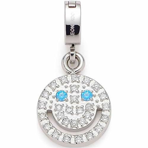 Leonardo Jewels Risa Clip&amp;Mix 023271 - Colgante de acero inoxidable con forma de emoticonos plateados con circonitas cúbicas