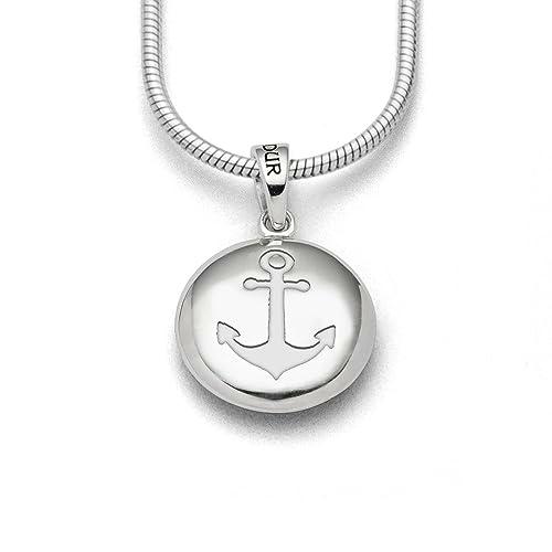 DUR Colgante de ancla de concha elipse para mujer con plata de ley 925 en color plata