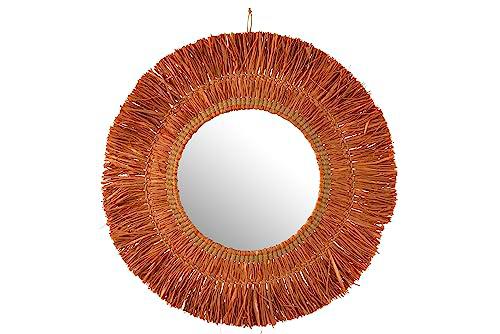 J-Line - Espejo Colgante Redondo ratán, Color marrón